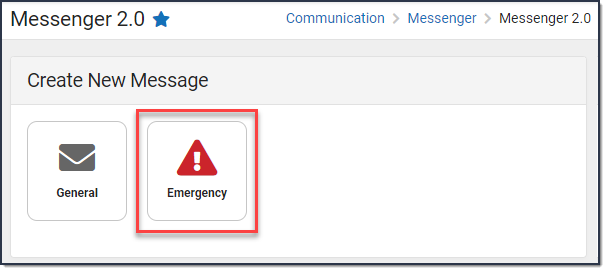 Screenshot of emergency message button in messenger 2.0