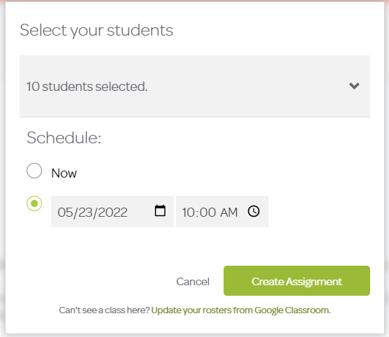 Selected Students Screenshot