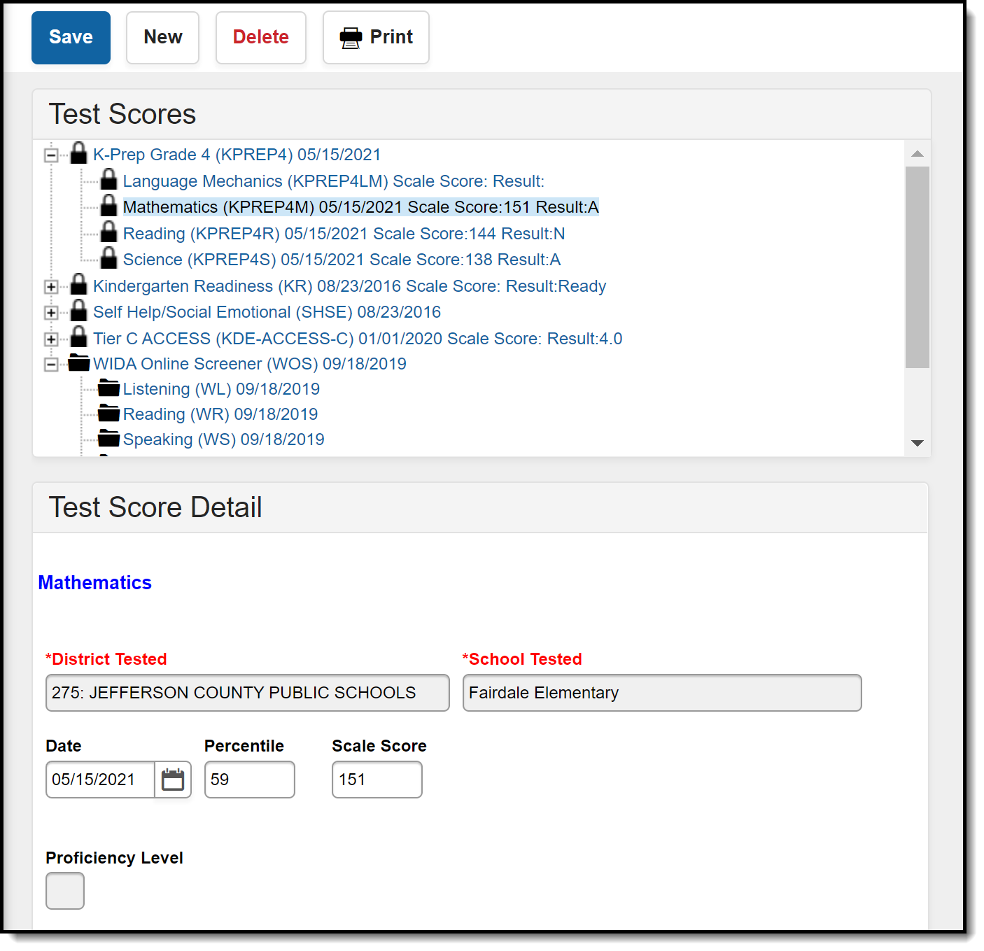 Screenshot of the Student Assessment screen in the State Edition.