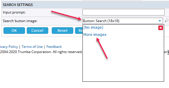 Search button image dropdown