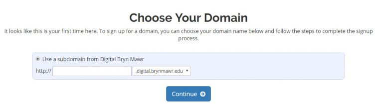 Screen caption of Choose Your Domain page.