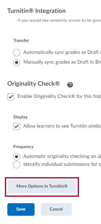 Identifies the More Options in Turnitin button.
