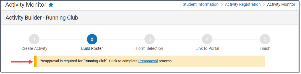 screenshot of a preapproval link