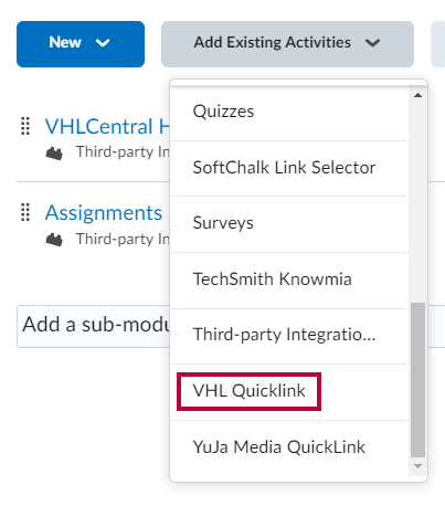 Identifies the VHL Quicklink.