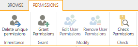 Grant permissions icon on the top ribbon