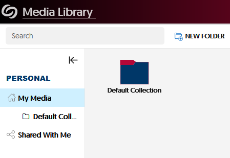 Shows the New Folder button near the top-left of the Media Library page.