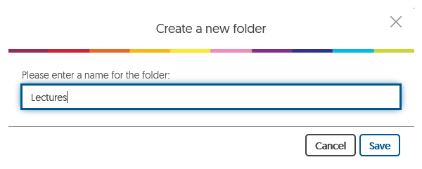Showing the Create a new folder window.