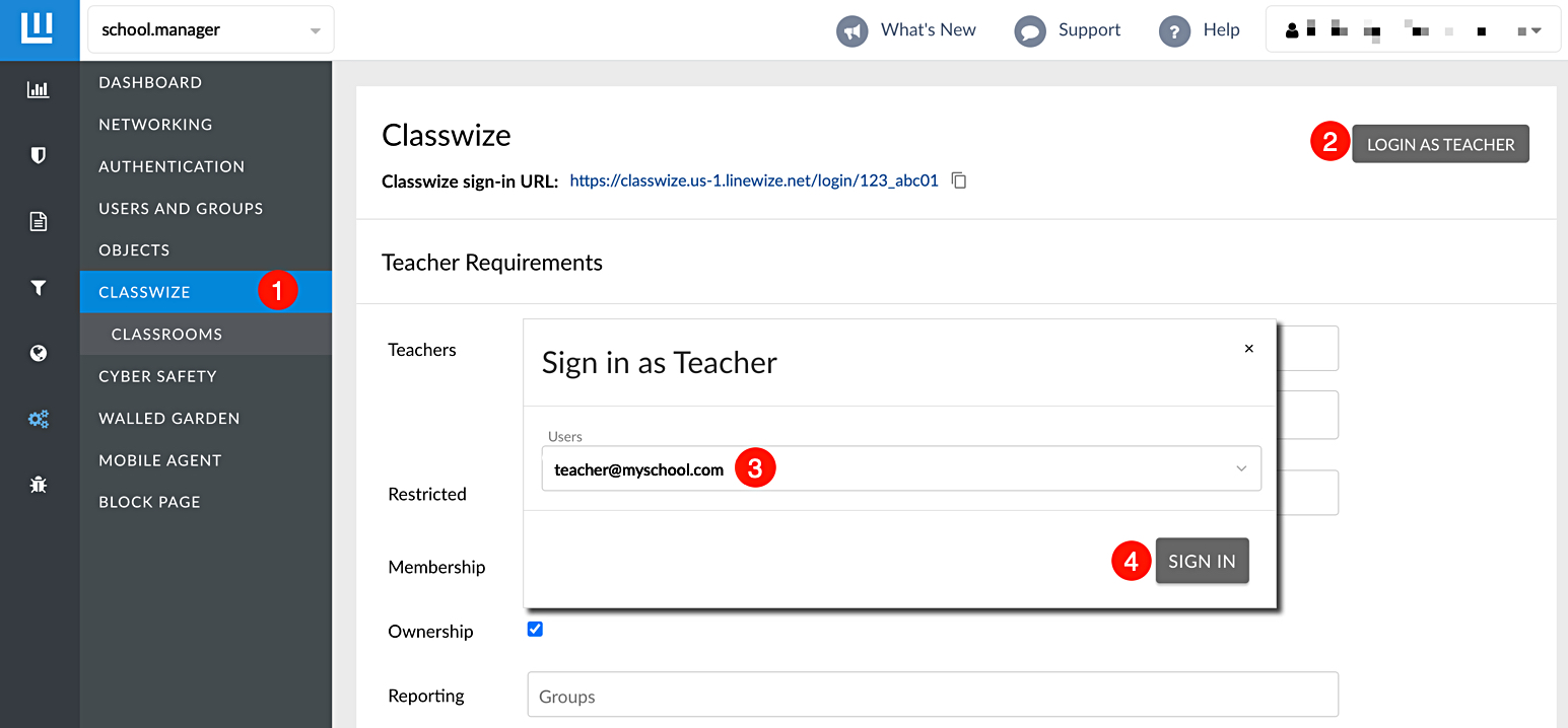 Logging In To Classwize From School Manager As A Teacher | Linewize ...