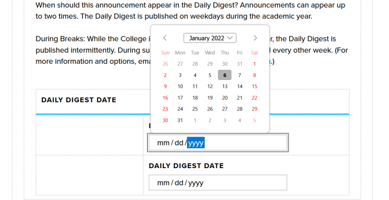 screenshot daily digest date field