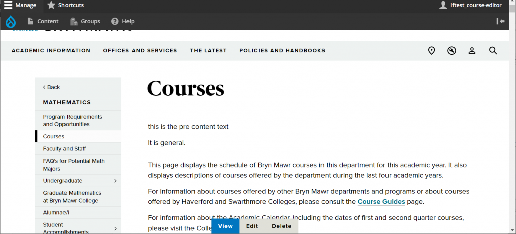 screenshot course pre-content display