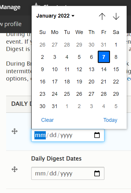 screenshot daily digest date selection