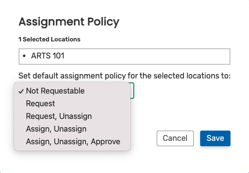 The Assignment Policy editing window