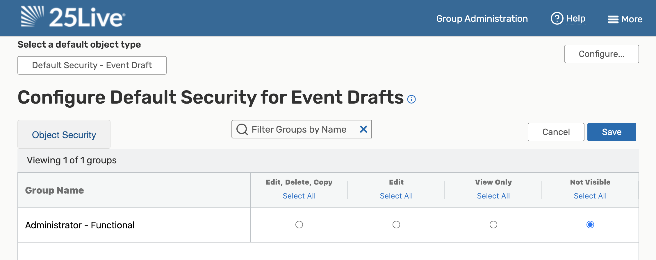 Event Draft default configuration options.