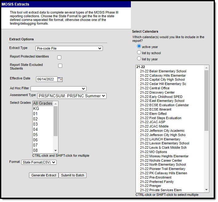 Screenshot of the MOSIS Pre-Code File: Personal Finance Summer Assessment Type extract editor.