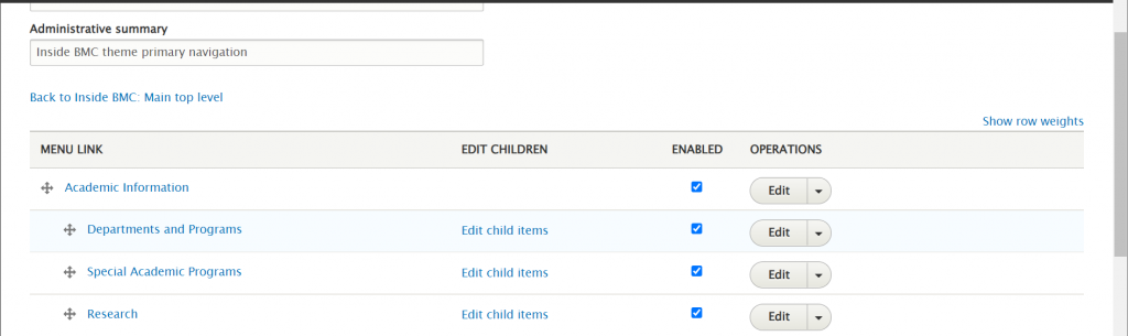 screenshot drupal menu child item view page