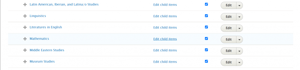 screenshot drupal menu child item view page