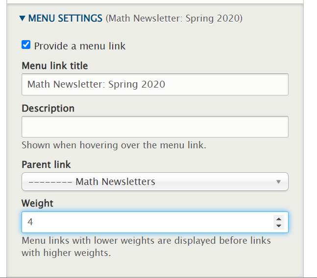 screenshot menu settings weight field
