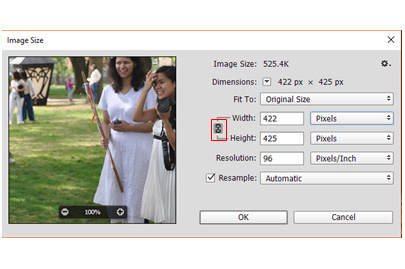 image resize screen in photoshop aspect ratio