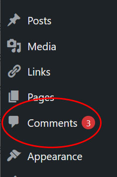 wordpress admin bar highlighting comments with new badge