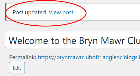 wordpress post edit screen with view post link highlighted