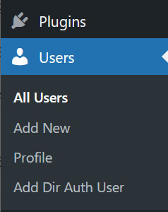 wordpress admin menu user option All Users selected