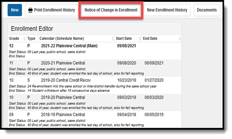 Screenshot of the Enrollment Editor tool.