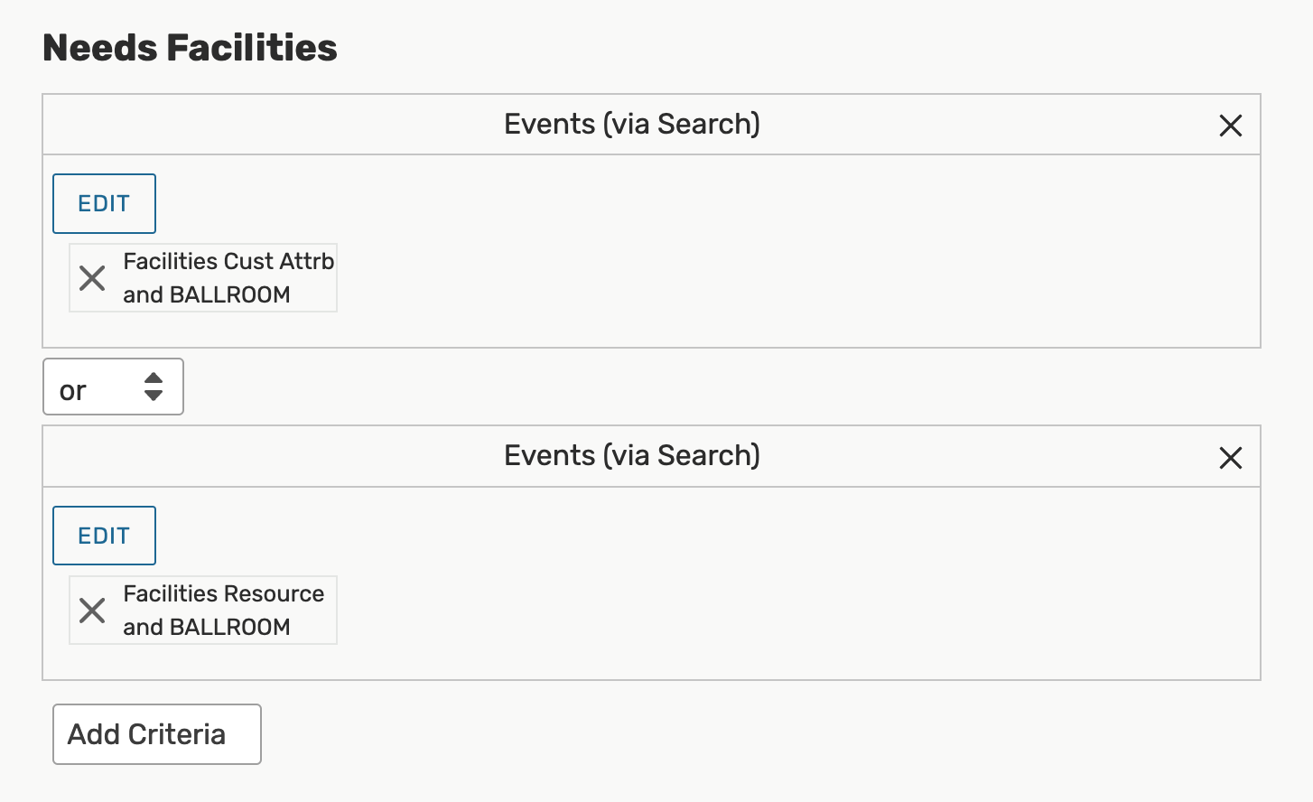 Event search with two nested searches