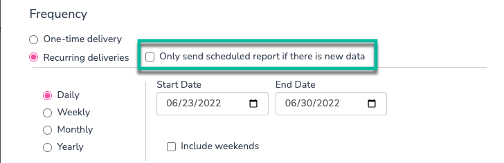 Only send scheduled report if there is new data