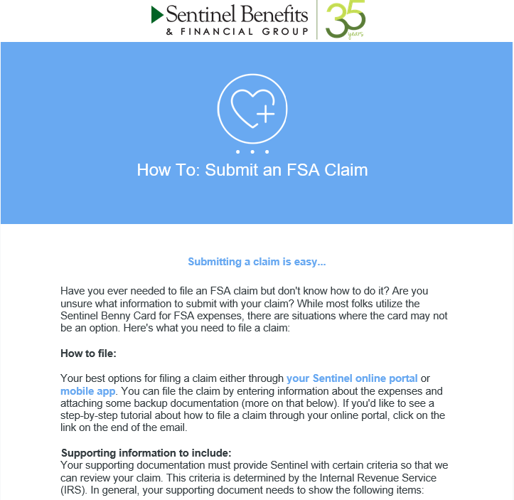 June 2022 FSA What you need to file an FSA claim Participant Help