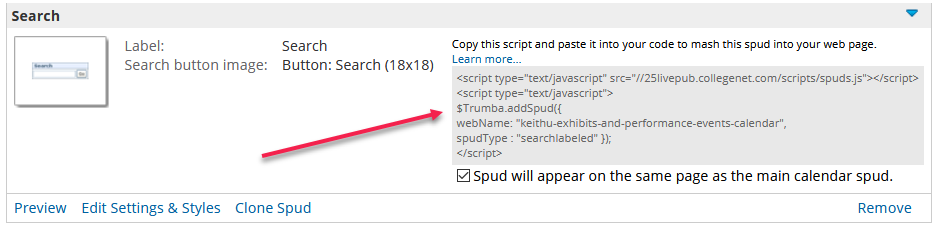 Search spud script