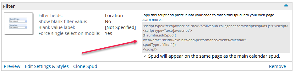 Filter spud script