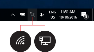 A screenshot of the Windows computer tool bar displaying Wi-Fi and ethernet connection icons