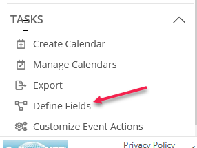 Define fields button under tasks