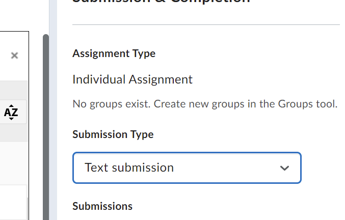 Screenshot showing where to change the submission type to 