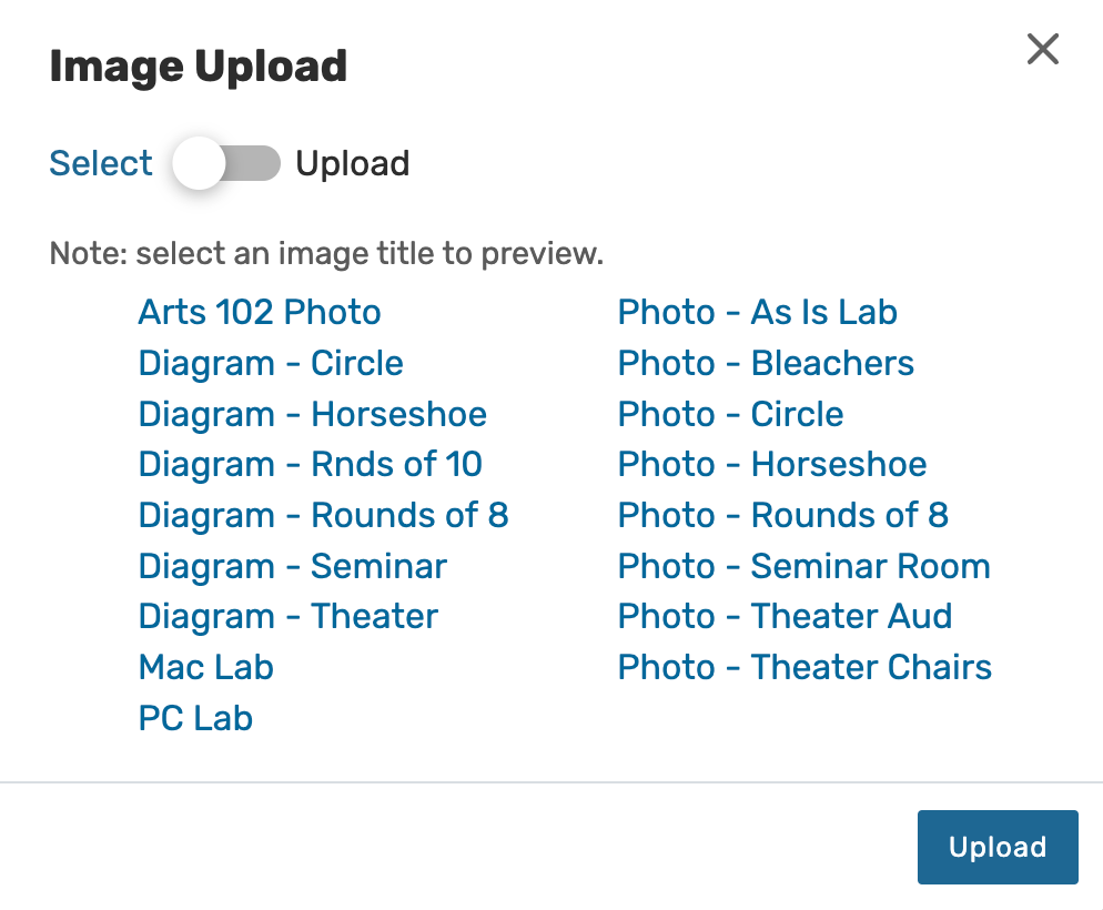 Image upload window toggled to select