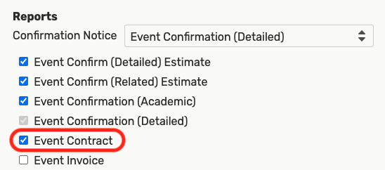 Select the Event Contract under Reports.