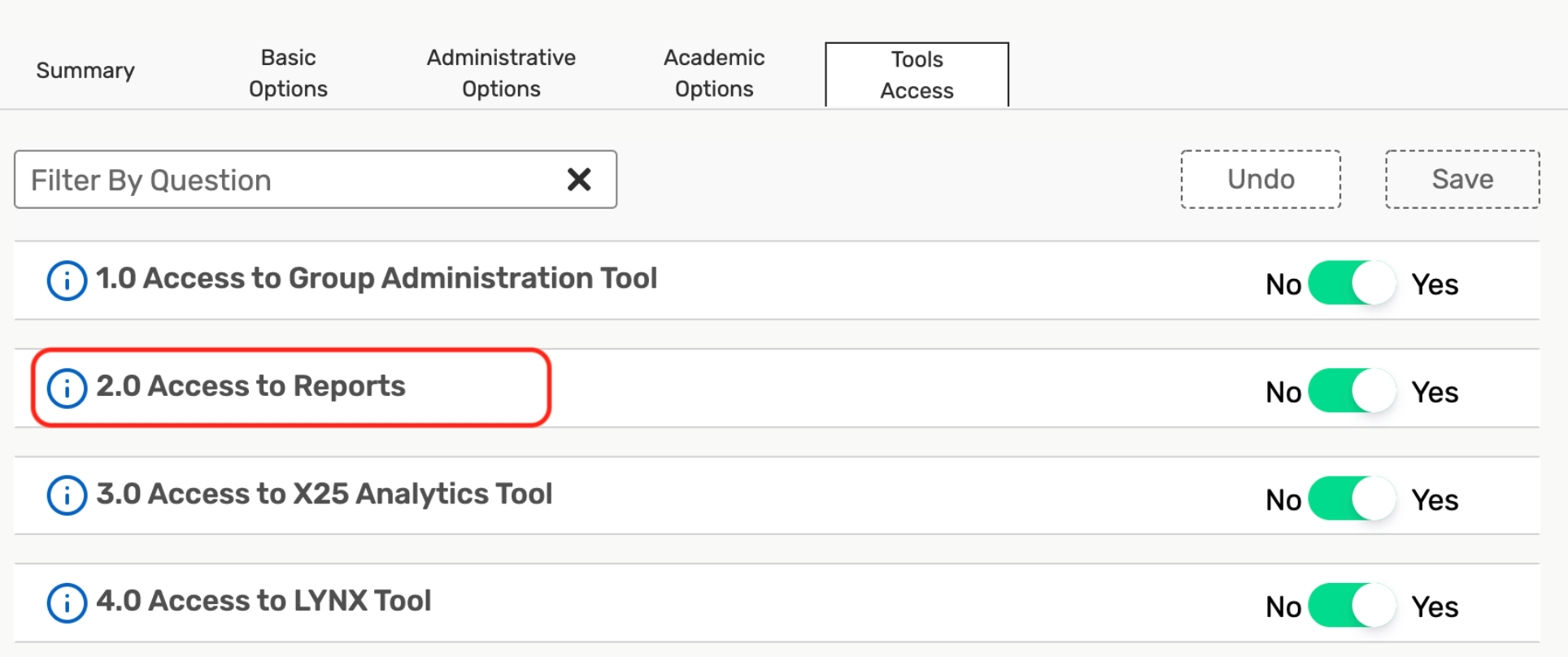 Configure access to reports under the Tools Access section of Settings.