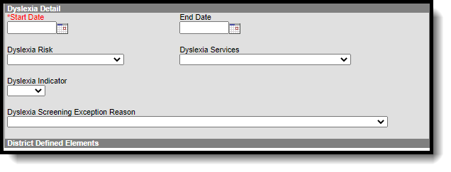 Image of the Dyslexia Detail editor.
