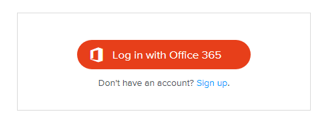 Screenshot of a red button that reads: Log in with Office 365 and the text below indicating to Sign up