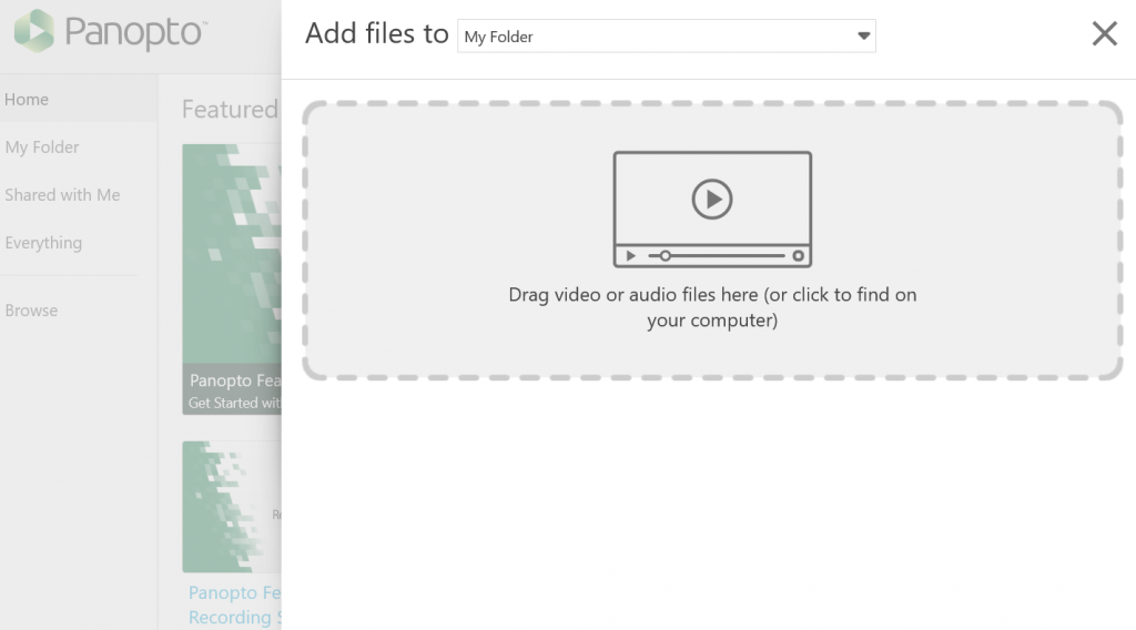 Screenshot of the Add Files box showing the option to click to add or drag your files