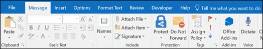 Screenshot of the Outlook toolbar