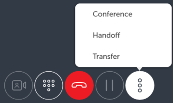 three vertical dots which pop up a menu listing conference, handoff, and transfer