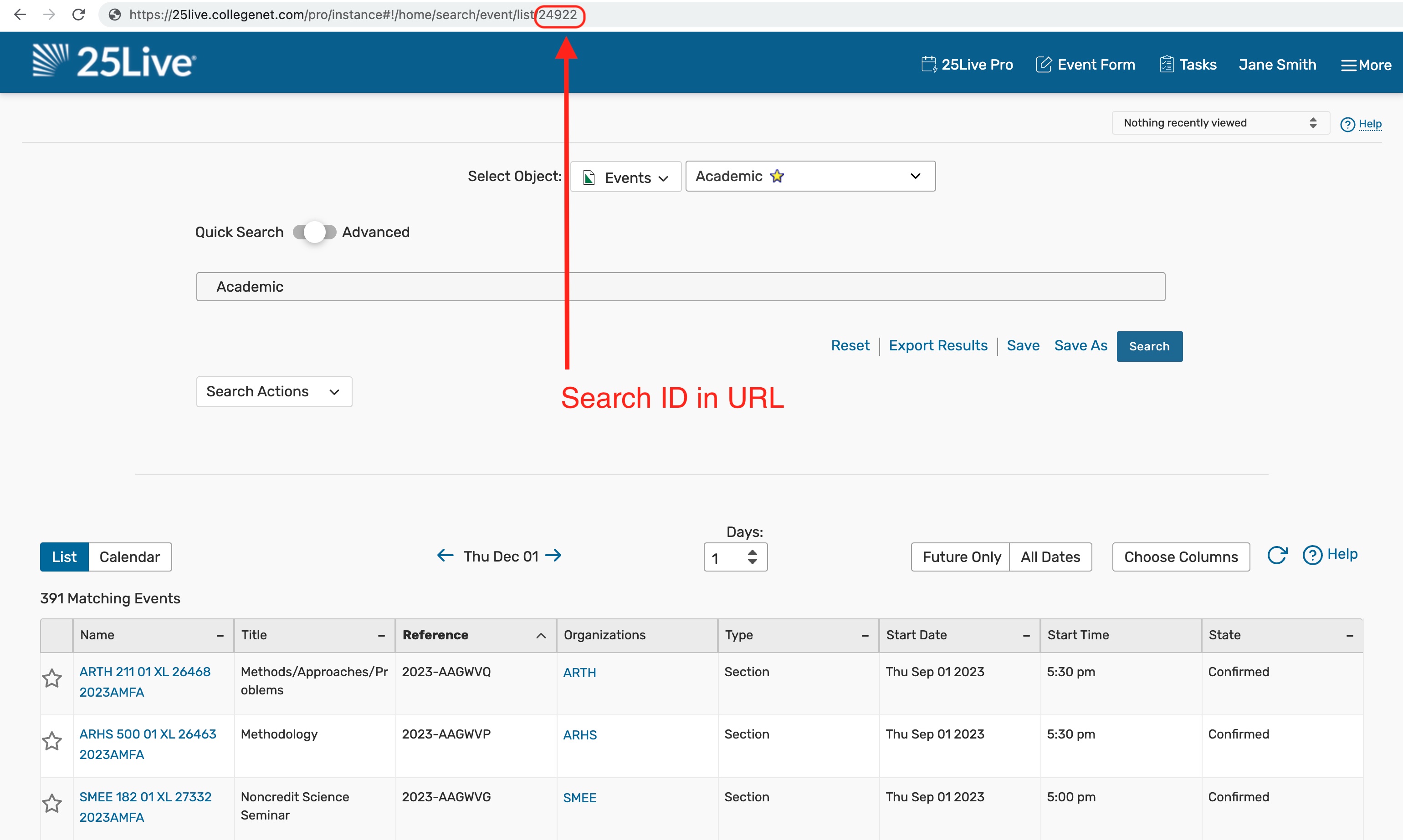 Finding search ID in URL