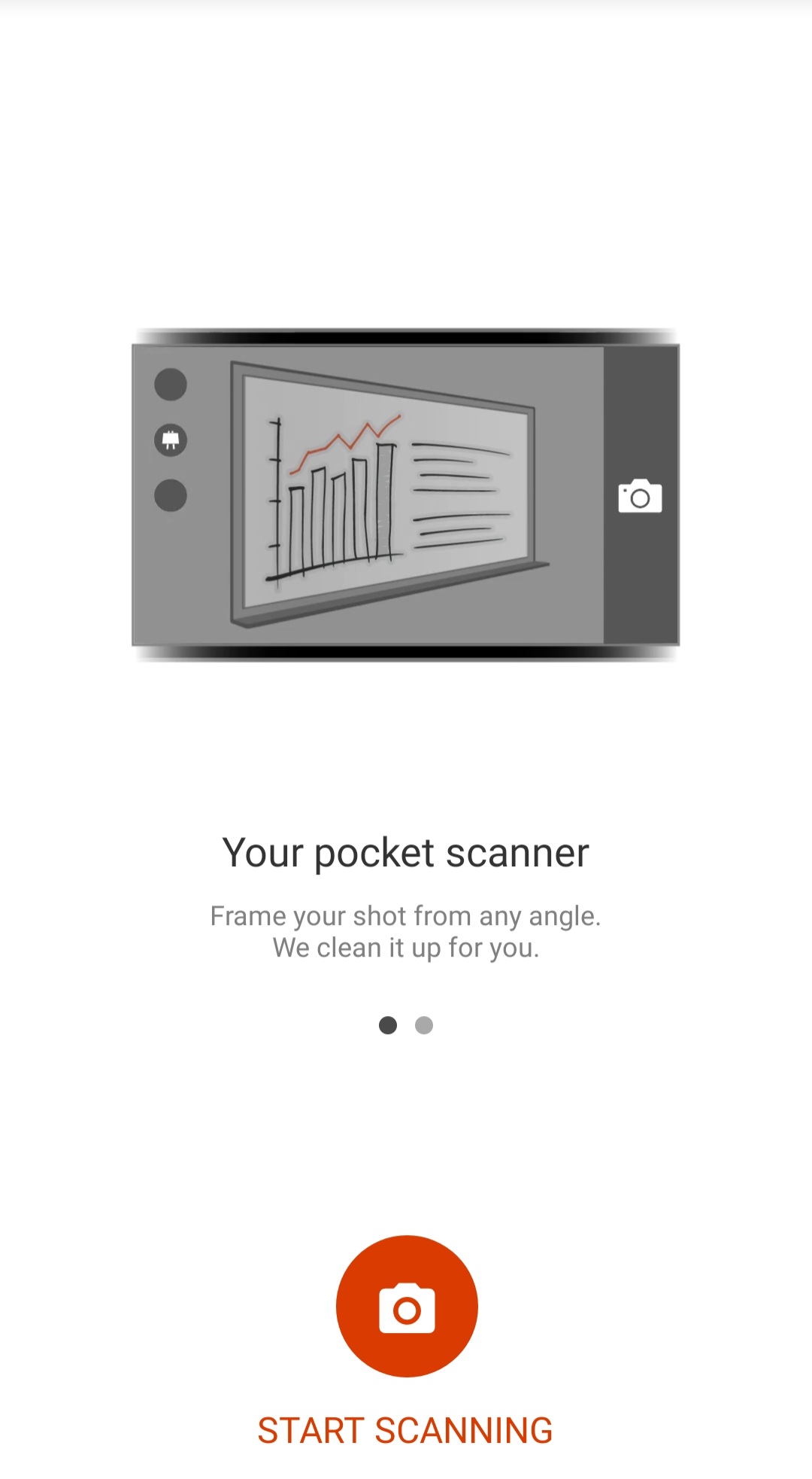 Screenshot of the starting screen to scan a document