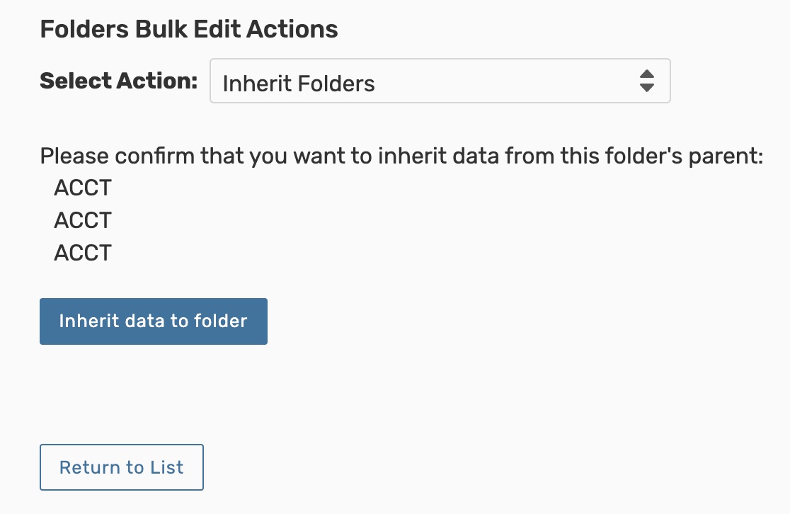 Inherit folders in bulk editing