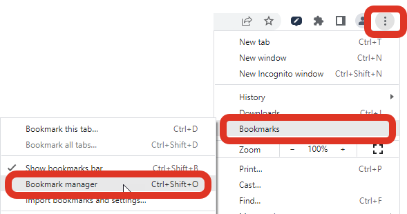 Open Bookmark manager