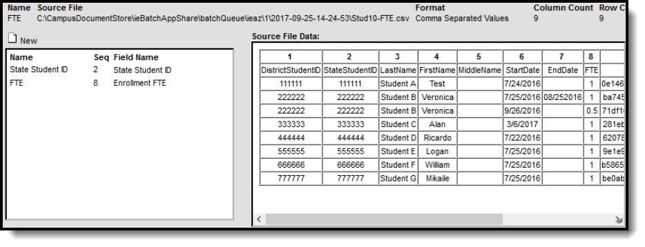 Screenshot of the Enrollment FTE mappings.