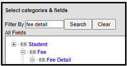Screenshot of fee detail