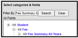 Screenshot of fee summary all years