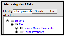 Screenshot of online payments
